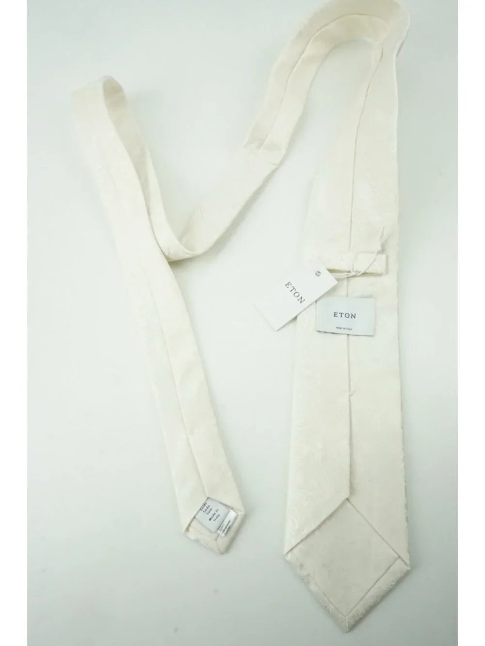 Eton Eggshell White Jumbo Paisley 100% Silk Tie Brand New With Tags